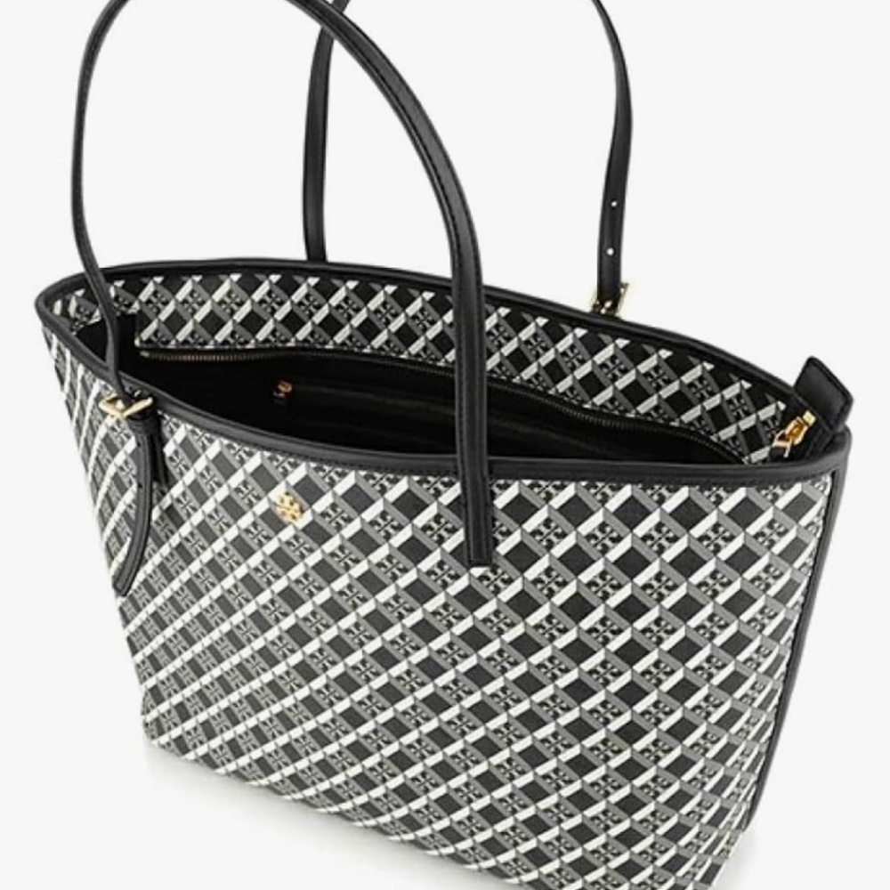 Tory Burch Black and White Geometric Tote